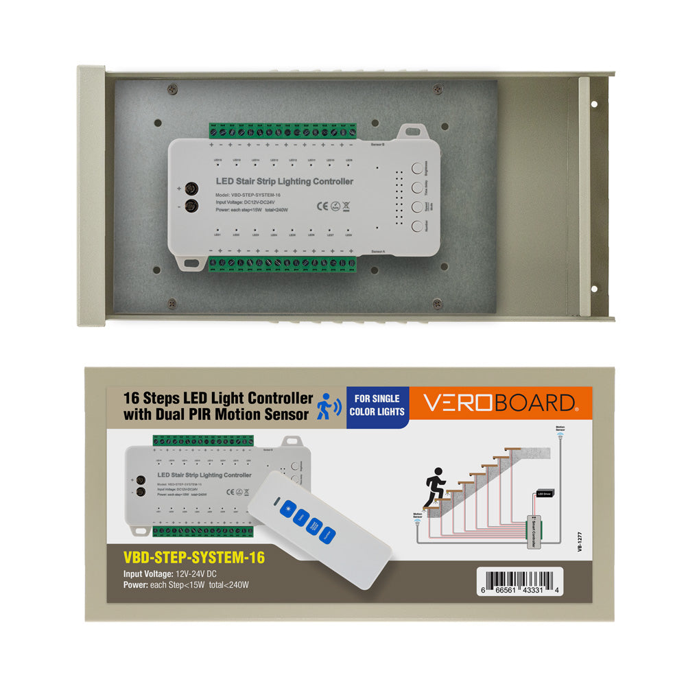 VBD-STEP-SYSTEM-16, 16 Steps LED Light Controller with Dual PIR Motion Sensor