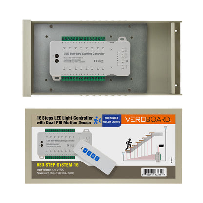 VBD-STEP-SYSTEM-16, 16 Steps LED Light Controller with Dual PIR Motion Sensor