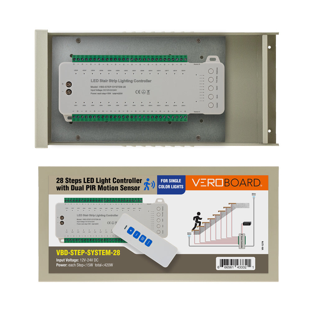 VBD-STEP-SYSTEM-28, 28 Steps LED Light Controller with Dual PIR Motion Sensor