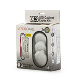 VBUN-25-12-W3K-X3-6CP 3x White Round LED Cabinet Lights Kit, 12V 2.5W, gekpower