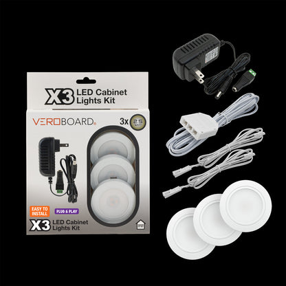 VBUN-25-12-W3K-X3P Retrofit Cabinet Light Kit Plug & Play 12V 2.5W 3000K (Pack of 3)