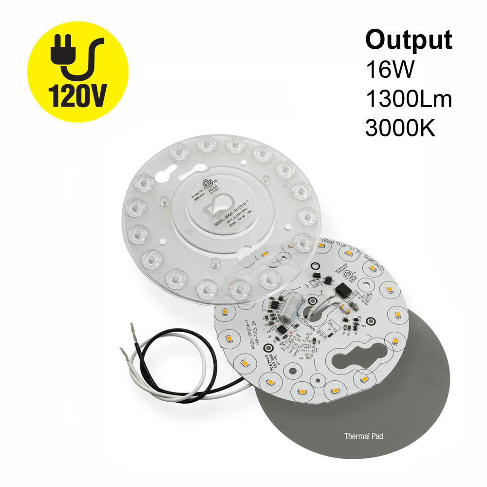 4.7 inch Round Disc LED Module DIS TR12016-T , 120V 16W 3000K(Warm White), gekpower