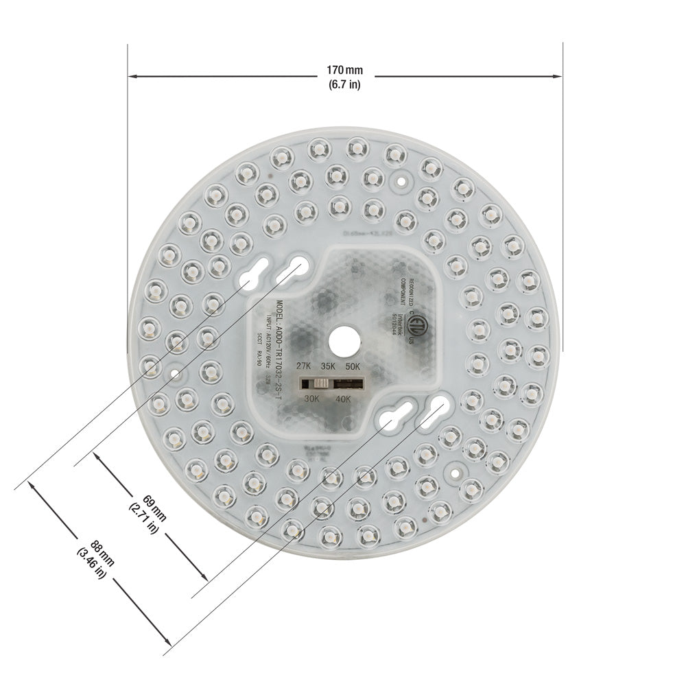 6.6 inch Round Disc LED Module TR17032-2S-T, 120V 32W 3000K(Warm White), gekpower