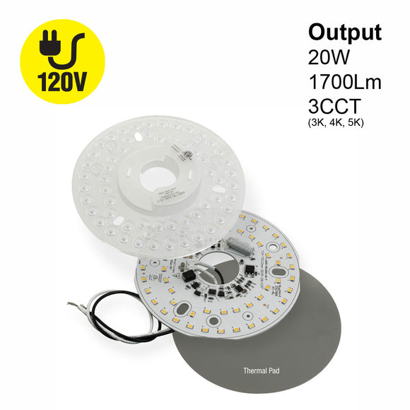 4.9 inch Round Disc LED Module TR12520-2S-T, 120V 20W 3CCT(3K, 4K, 5K), gekpower