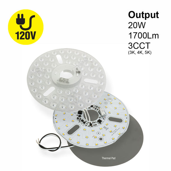 6.3 inch Round Disc LED Module TR16020-T, 120V 20W 3CCT(3K, 4K, 5K), gekpower