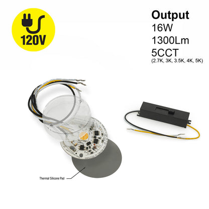 2 inch round disc LED module 120V 16W 5CCT(2.7K, 3K, 3.5K, 4K, 5K), TR05016-COB