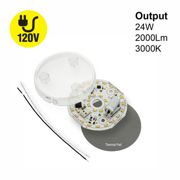 3.14 inch Round Disc LED Module TR08024, 120V 24W 3000K(Warm White), Gekpower