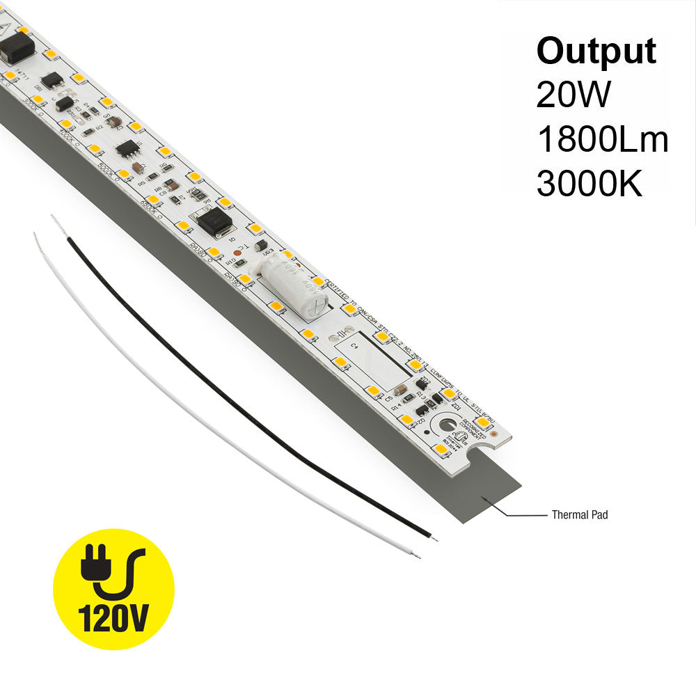 9.8 inch Linear LED Module TL25020, 120V 20W 3000K(Warm White)