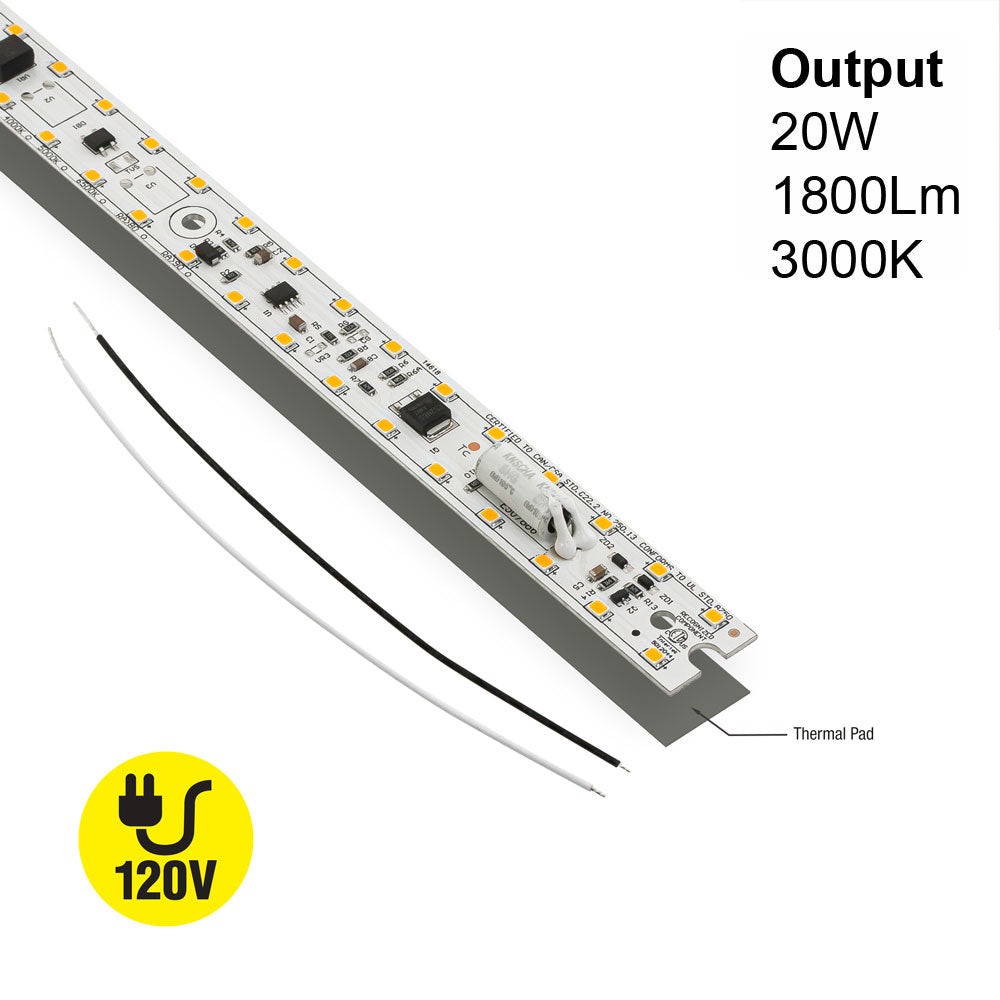 Led Module 3000k 24v 11 inch Linear LED Module TL28020, 120V 20W 3000K(Warm White) – GekPower
