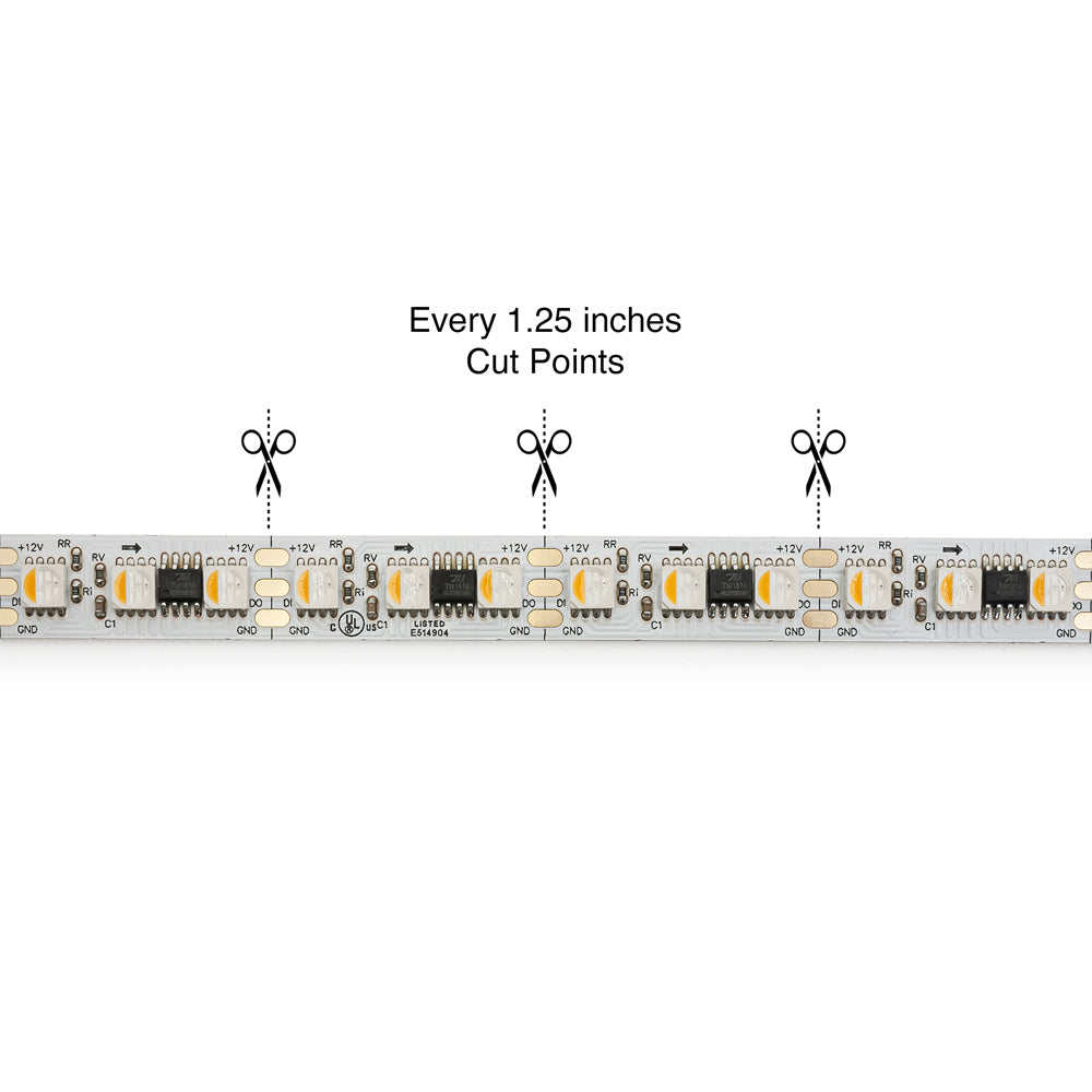 5M(16.4ft) Indoor LED Strip 5050, 12V 9(w/ft) 96(LEDs/m) Addressable RGBW Gold PCB, gekpower