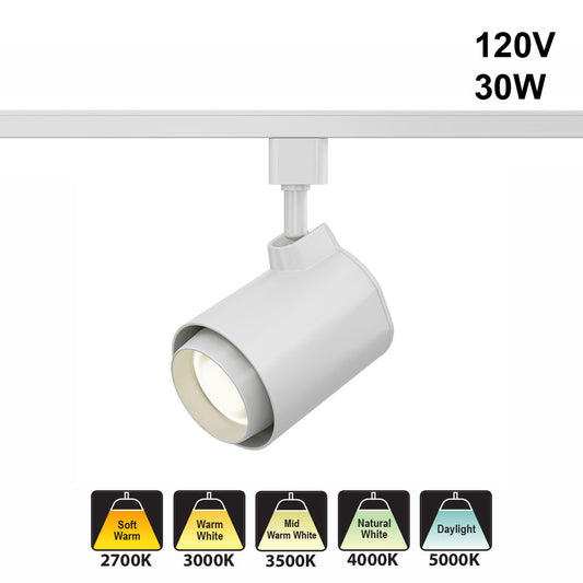 White LED Track Light Head VBD-LW-TRB30W-5C-W-XX, 120V 30W 5CCT(2.7K, 3K, 3.5K, 4K, 5K), gekpower