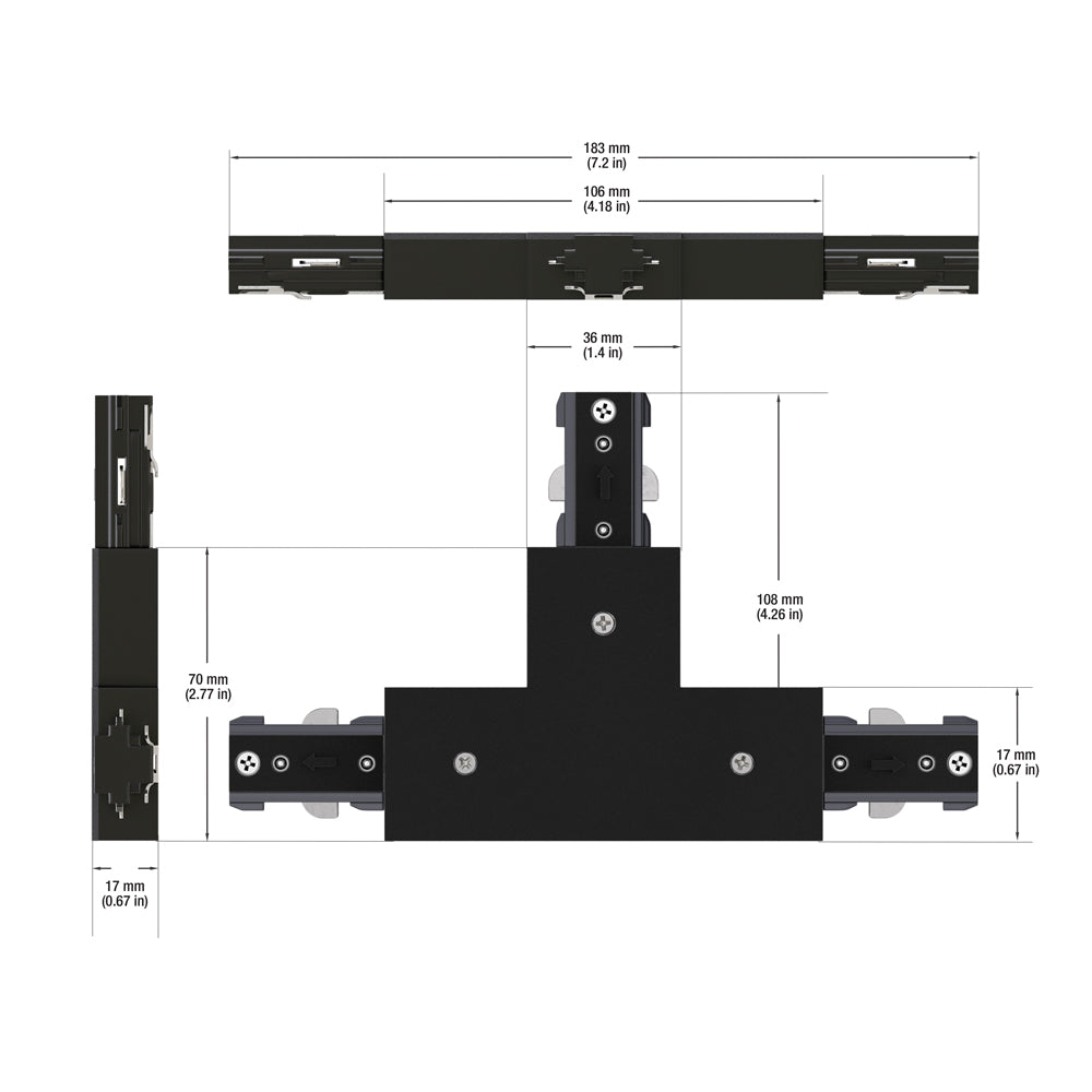 Track T shape Joiner Black VBD-0336-TJB, gekpower