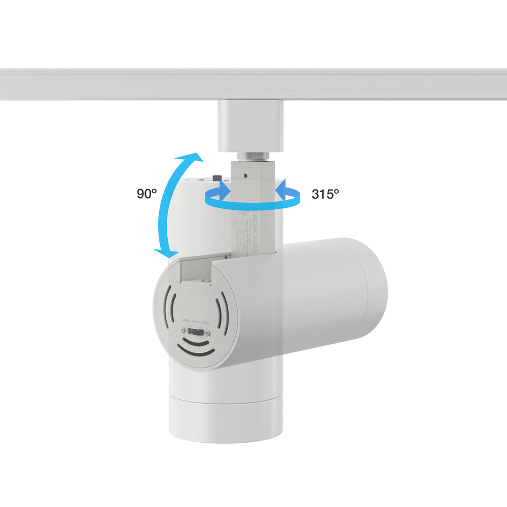 White Track Light Head VBD-GD16P20E3CCT-W, 120V 15W 3CCT 18-50 Degree, gekpower