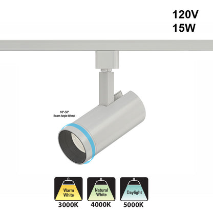 White Track Light Head VBD-GD16P20E3CCT-W, 120V 15W 3CCT 18-50 Degree