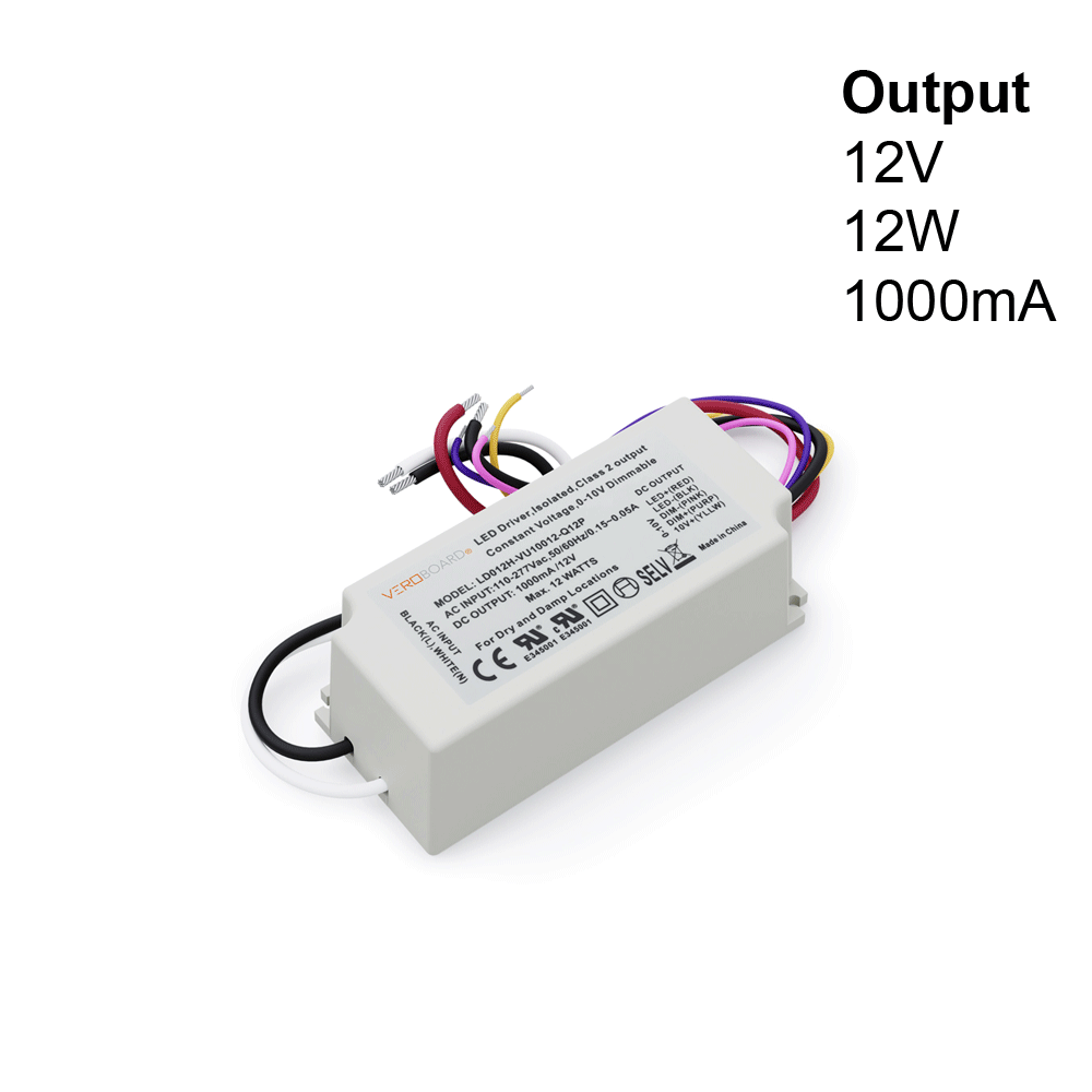 LD012H-VU10012-Q12P 0-10V Dimmable Constant Voltage LED Driver 12V 12W