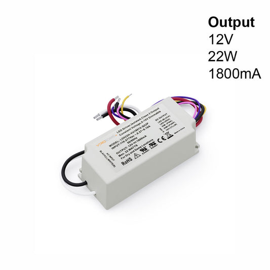 LD022H-VU18012-Q22P 0-10V Dimmable Constant Voltage LED Driver 12V 22W