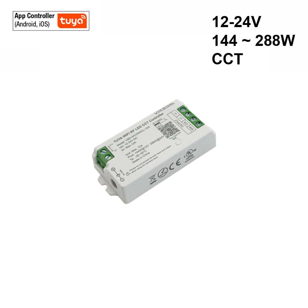 VBD-WCON2CL-12A-CCT RF LED Dimmer & CCT Receiver 12-24V DC 2.4G Tuya App