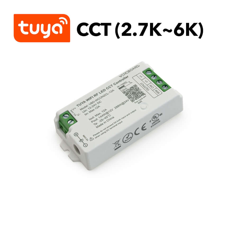 VBD-WCON2CL-12A-CCT RF LED Dimmer & CCT Receiver 12-24V DC 2.4G Tuya App