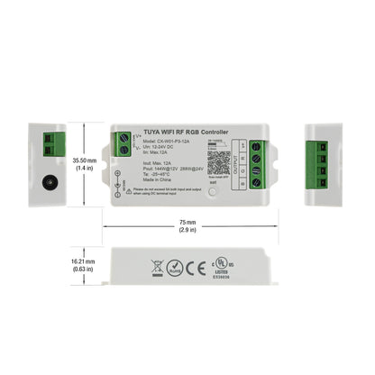 CX-W01-P3-12A-RGB RF LED Light RGB Receiver 12-24V DC 2.4G Tuya App, gekpower