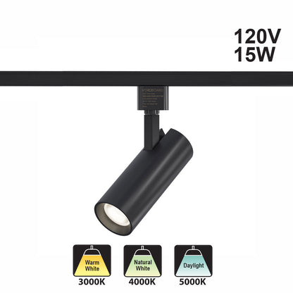 Black LED Track Light Head VBD-GD21F20B-3CCT-BK, 120V 15W 3CCT(3K, 4K, 5K)