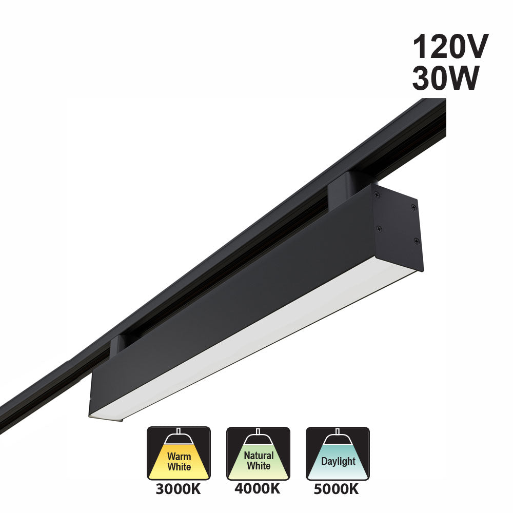 Black LED Track Light Head VBD-LW-TRL30W-BK, 120V 30W 3CCT(3K, 4K, 5K)