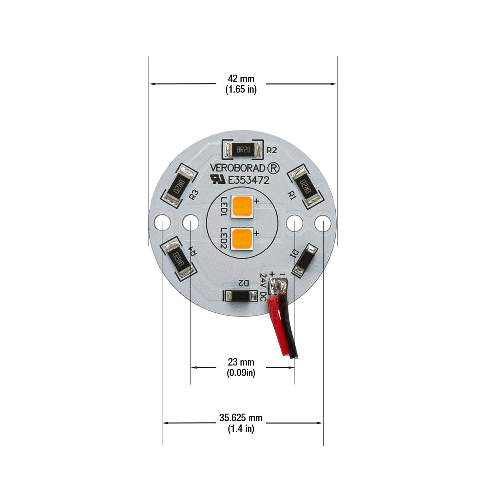 24V Flat Round PCB 2 SMD Dimmable Constant Voltage LED Module 5W 3000K(Warm White), gekpower