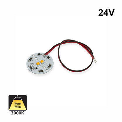 24V Flat Round PCB 2 SMD Dimmable Constant Voltage LED Module 5W 3000K(Warm White), gekpower