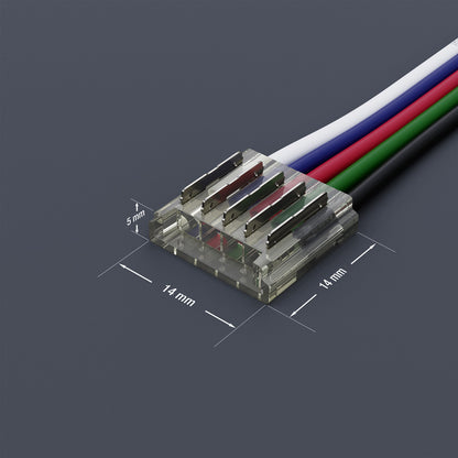 12mm LED Strip to Wire Connectors, VBD-50RGBWBC-12mm-1S1W RGBW (Pack of 1)