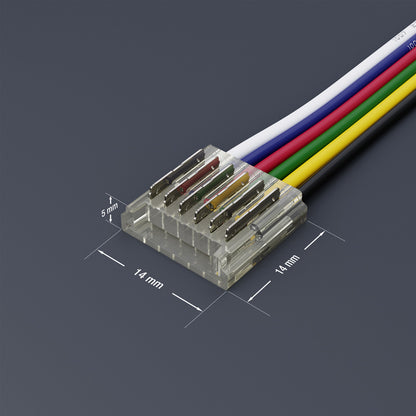 12mm LED Strip to Wire Connectors, VBD-50RGBWWBC-12mm-1S1W RGBWW(Pack of 1)