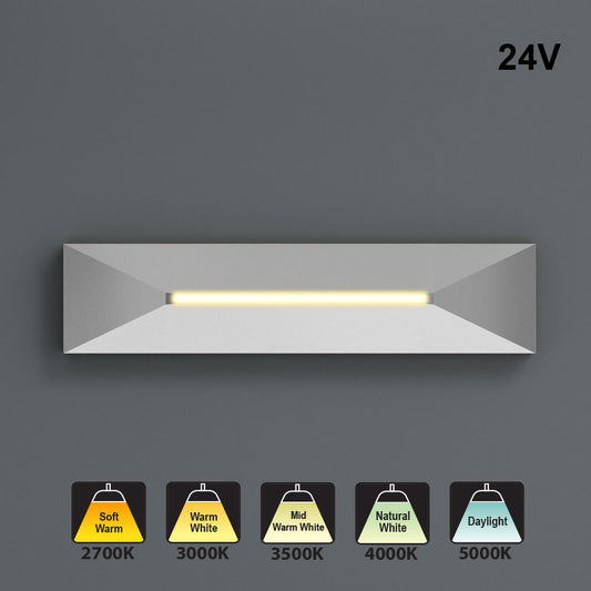 4 inch Linear Step Light 24V 0.6W CCT(2.7K, 3K, 3.5K, 4K, 5K) Silver Grey