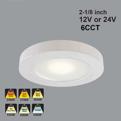 VBUN-2R25-1224V-6CCT-White Round Cabinet Light 12-24V 2.7W selectable 6CCT