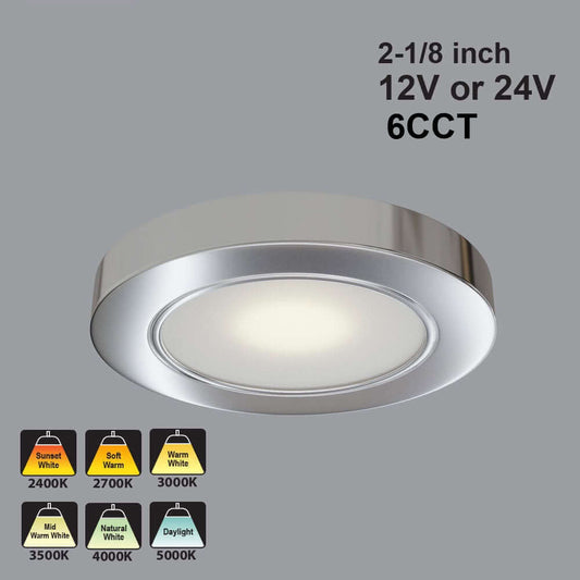 666561436643 - VBUN-2R25 Chrome Round Cabinet Light 6CCT 12-24V
