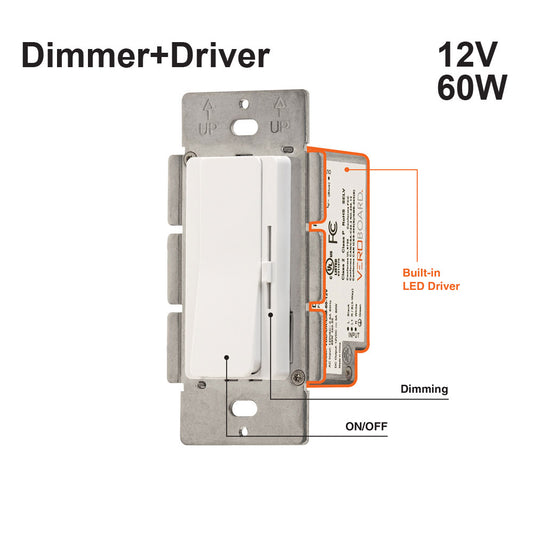 666561436681 - Dimmer+Driver 2in1 60W 12V class2. Single pole/ 3Way
