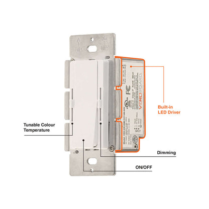 Single Gang CCT Dimmer+Driver Control Hybrid 96W 24V class2. Single pole/ 3Way
