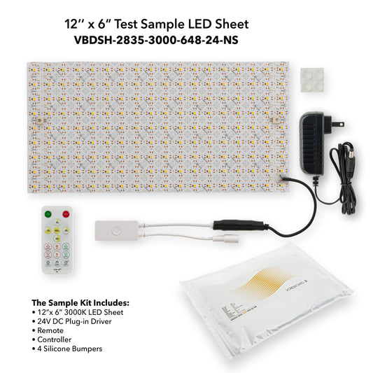 3000K Test Sample Kit included Sheet 12x6inch, Plug-In Driver, Remote, Controller, 4pcs Bumper