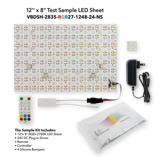 RGBW Test Sample Kit included Sheet 12x8inch, Plug-In Driver, Remote, Controller, 4pcs Bumper