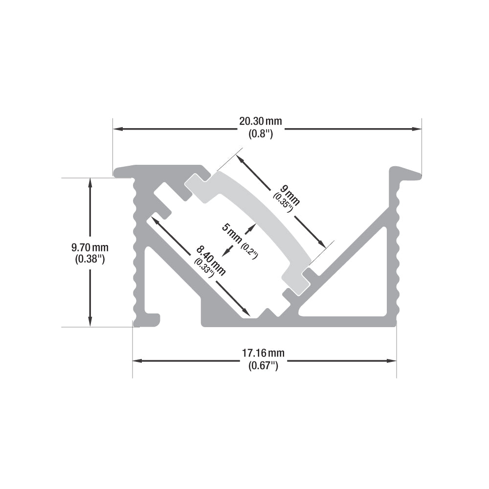 45-degree Linear Architectural Light Fixture Profile