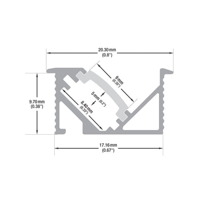 45-degree Linear Architectural Light Fixture Profile