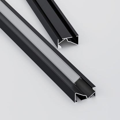 45-degree Black Linear Architectural Light Fixture Profile