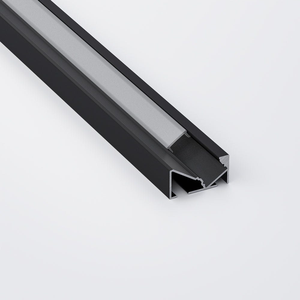 45-degree Black Linear Architectural Light Fixture Profile