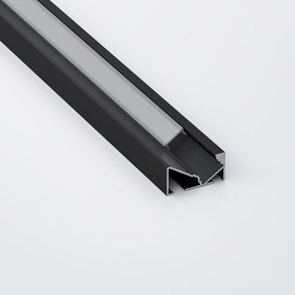 45-degree Black Linear Architectural Light Fixture Profile
