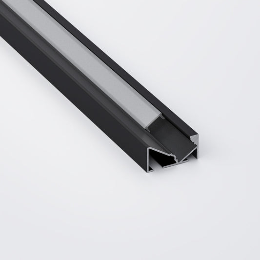 45-degree Black Linear Architectural Light Fixture Profile