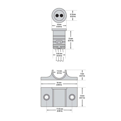 Technical drawing of the 5029M2-S double head door sensor switch showing dimensions and angles