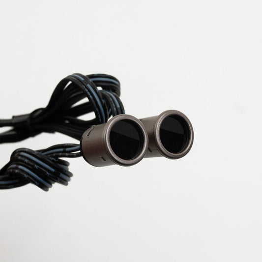 LP-5028S2 mini double head door sensor switch with dual black sensors on black cable.