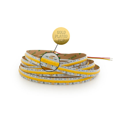 5M Adjustable Color Temperature LED Strip Light 2835 with gold plated PCB and flexible design for indoor use.