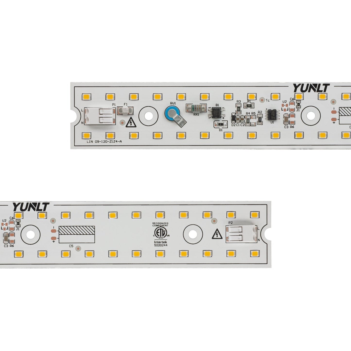9 inch linear LED module 3500K showing detailed LED circuitry and components, model LIN 09-010W-935-120-S3-Z1A.