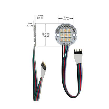 9 SMD 5050 LED Flat Round PCB, 12V 4W RGBW(2700K)
