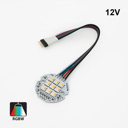 9 SMD 5050 LED Flat Round PCB, 12V 4W RGBW(2700K)