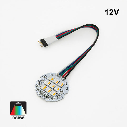 9 SMD 5050 LED Flat Round PCB, 12V 4W RGBW(2700K)