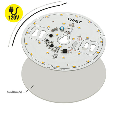 5 inch Round Disc ZEGA LED Module 120V 20W 3000K with thermal silicone pad and components visible